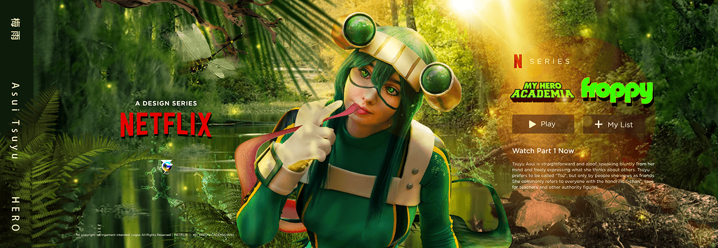photomanipulation froppy anime MyHeroAcademia Cosplay Photography  jungle swamp frog cosplay edit