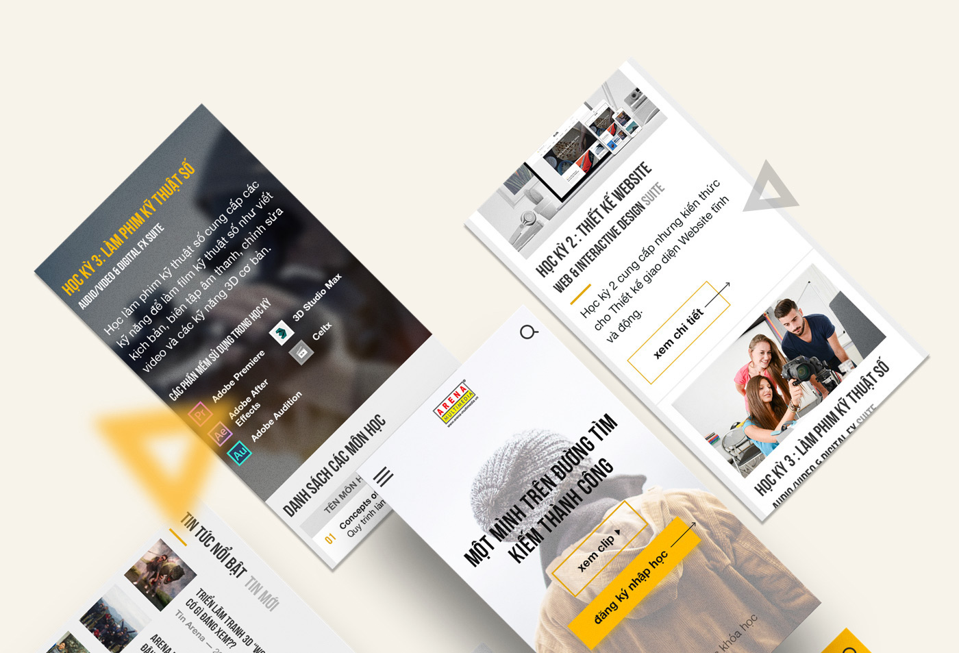 Arena Web redesign yellow motion interaction UI ux