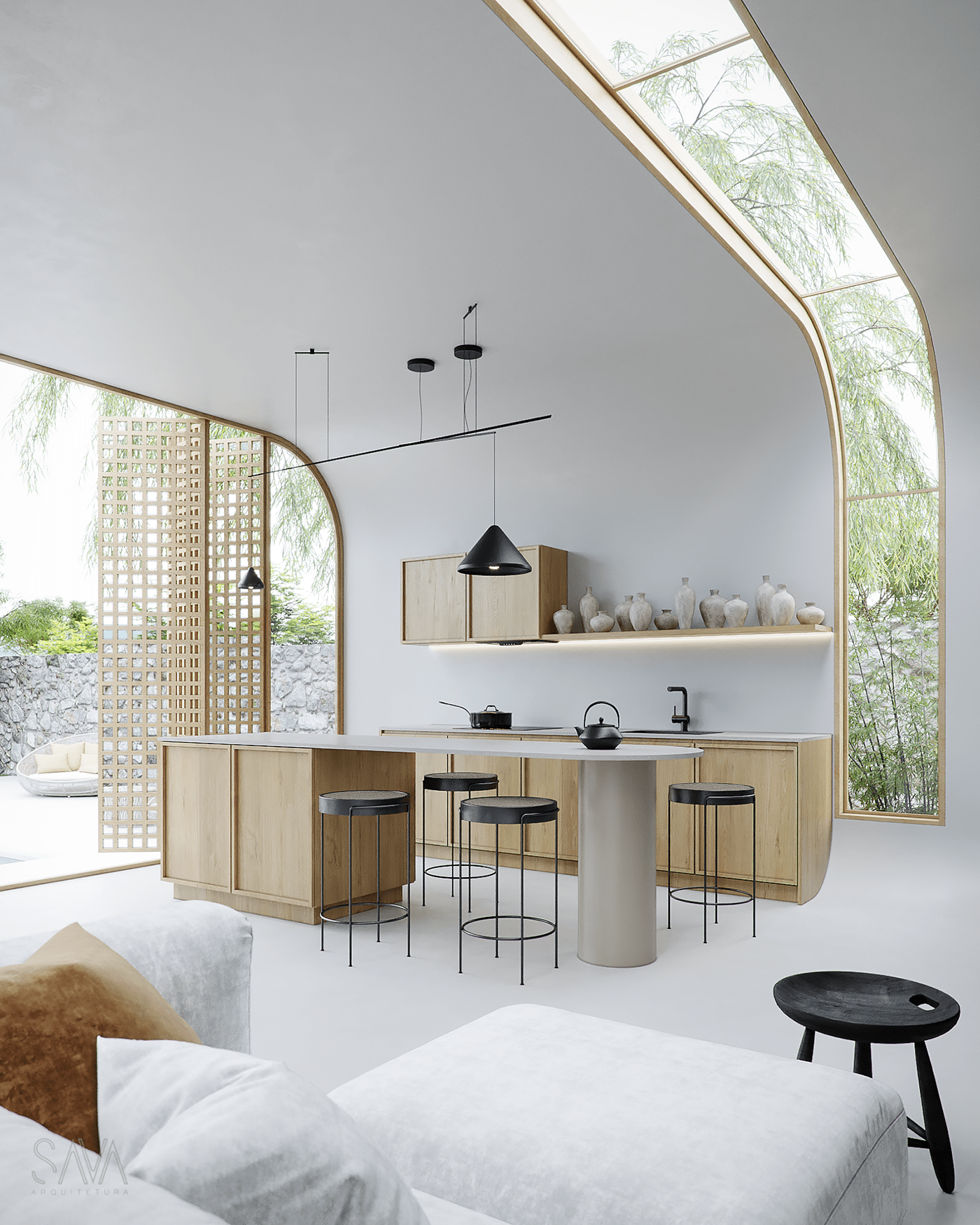 architecture archviz decoration interior design  visualization bedroom home Japandi kitchen living