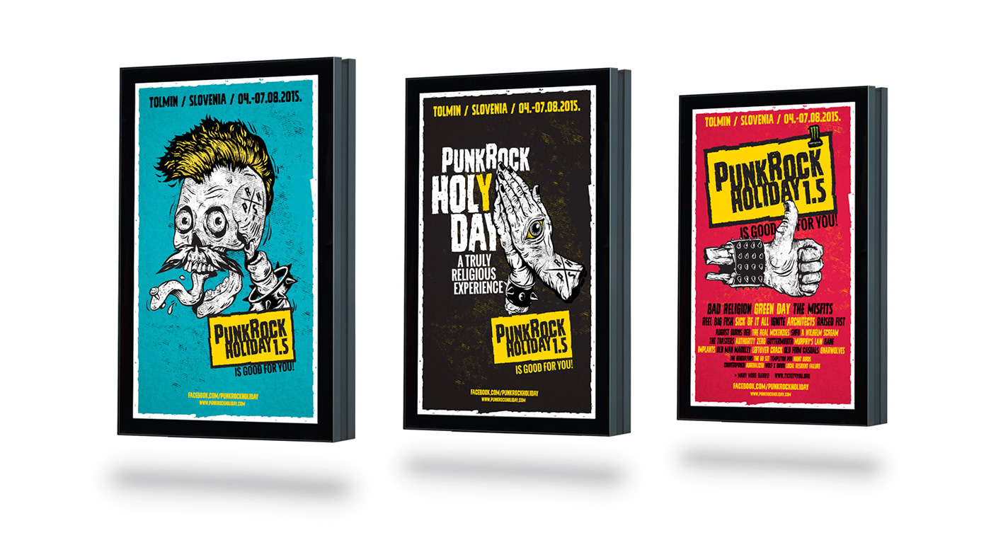 PunkRockHoliday punkrock festival PRH punk music festival branding illustrations