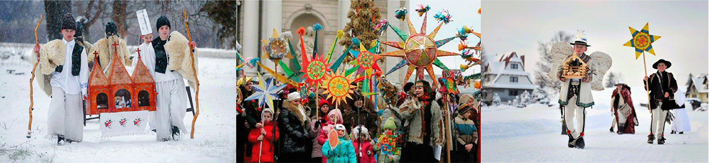 ukraine Christmas nativity scene angel postcard folk devil death pagan Christmas characters