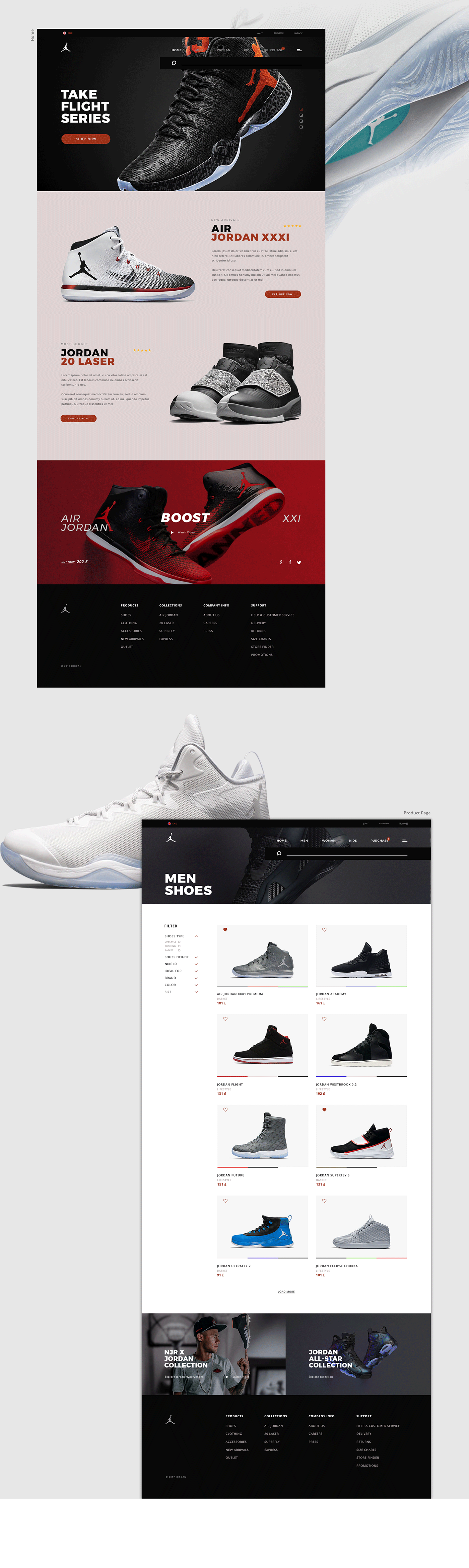 UI ux jordan shoes Ecommerce Web Design  Interface interaction user interface creative