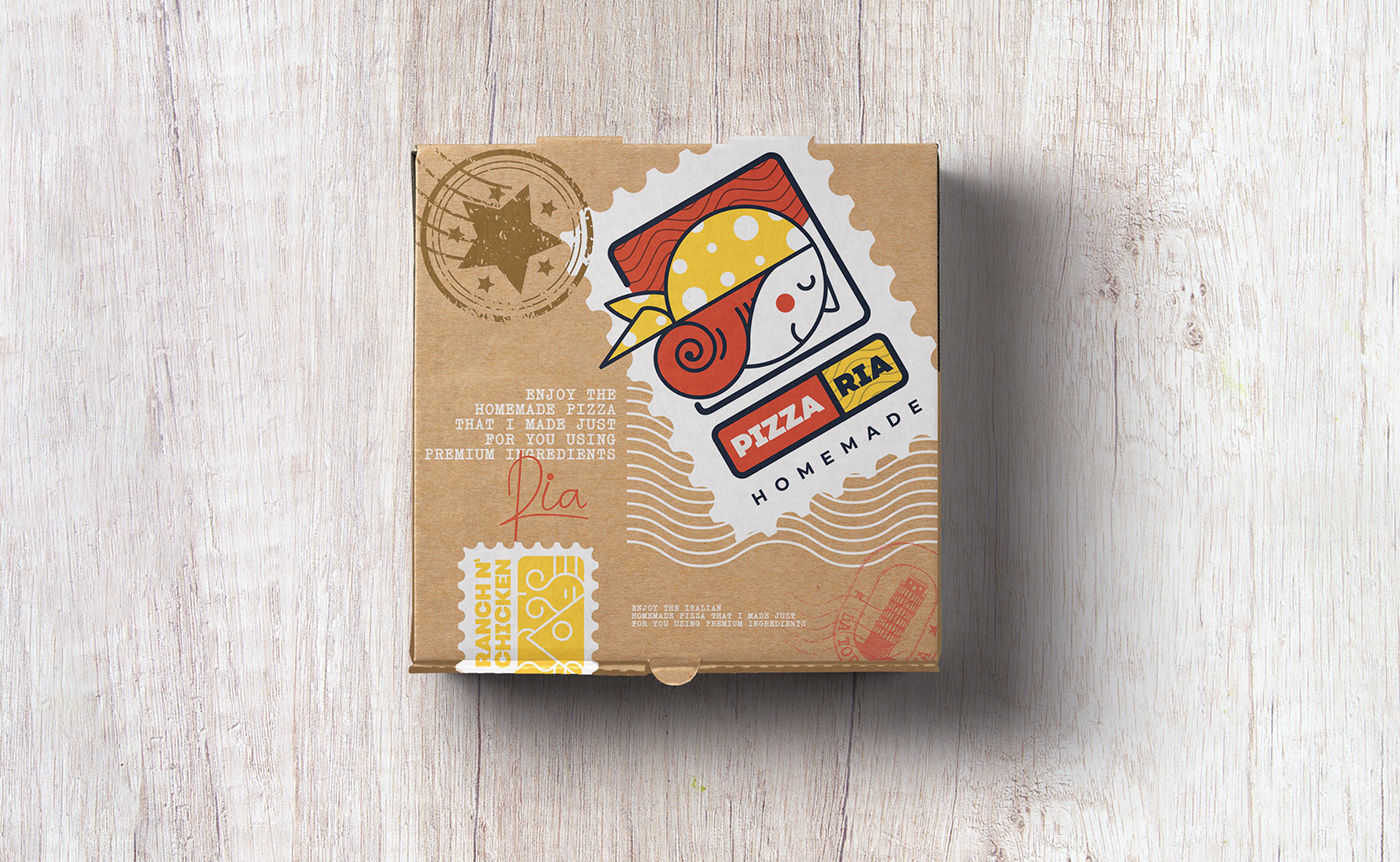 Pizza logo Pack Packaging branding  slice stamp mail mailbox post
