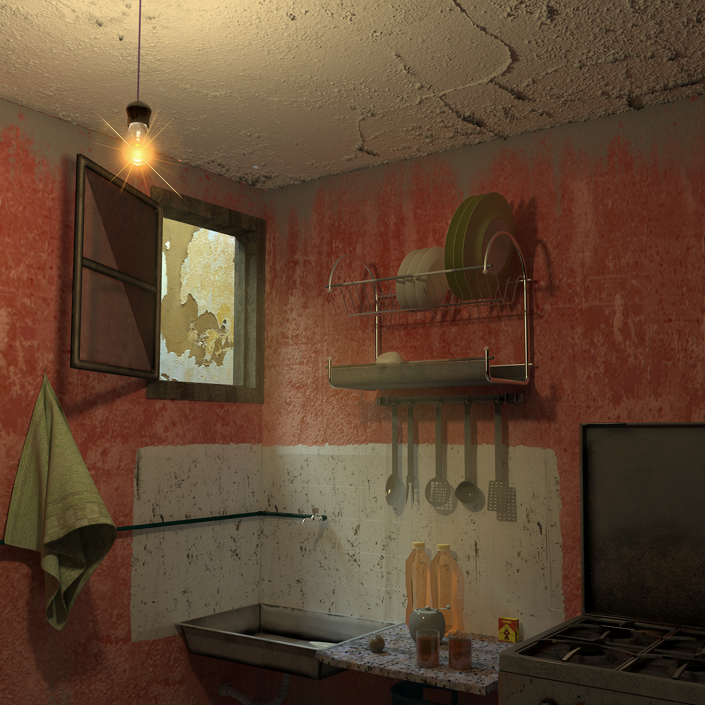 old kitchen 3dmax visualization Render