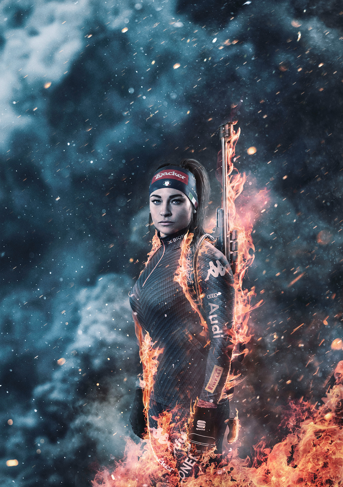 retouch draw color composing look digital painting Creative Director fire ice sport