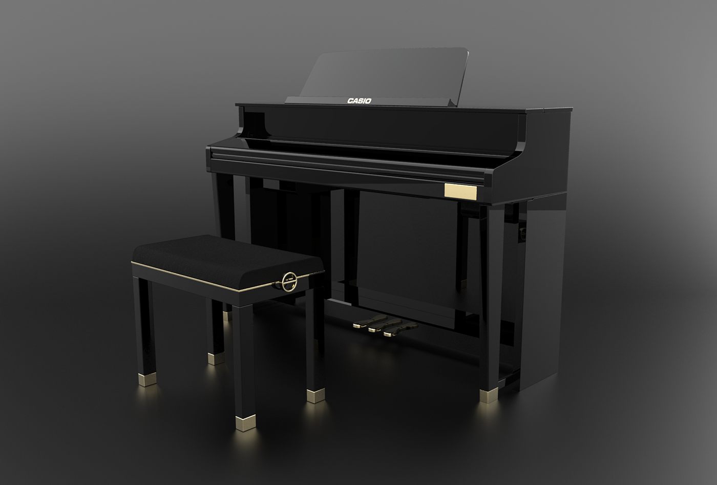 bench chair Piano Casio furniture design Competition wood metal interior design 