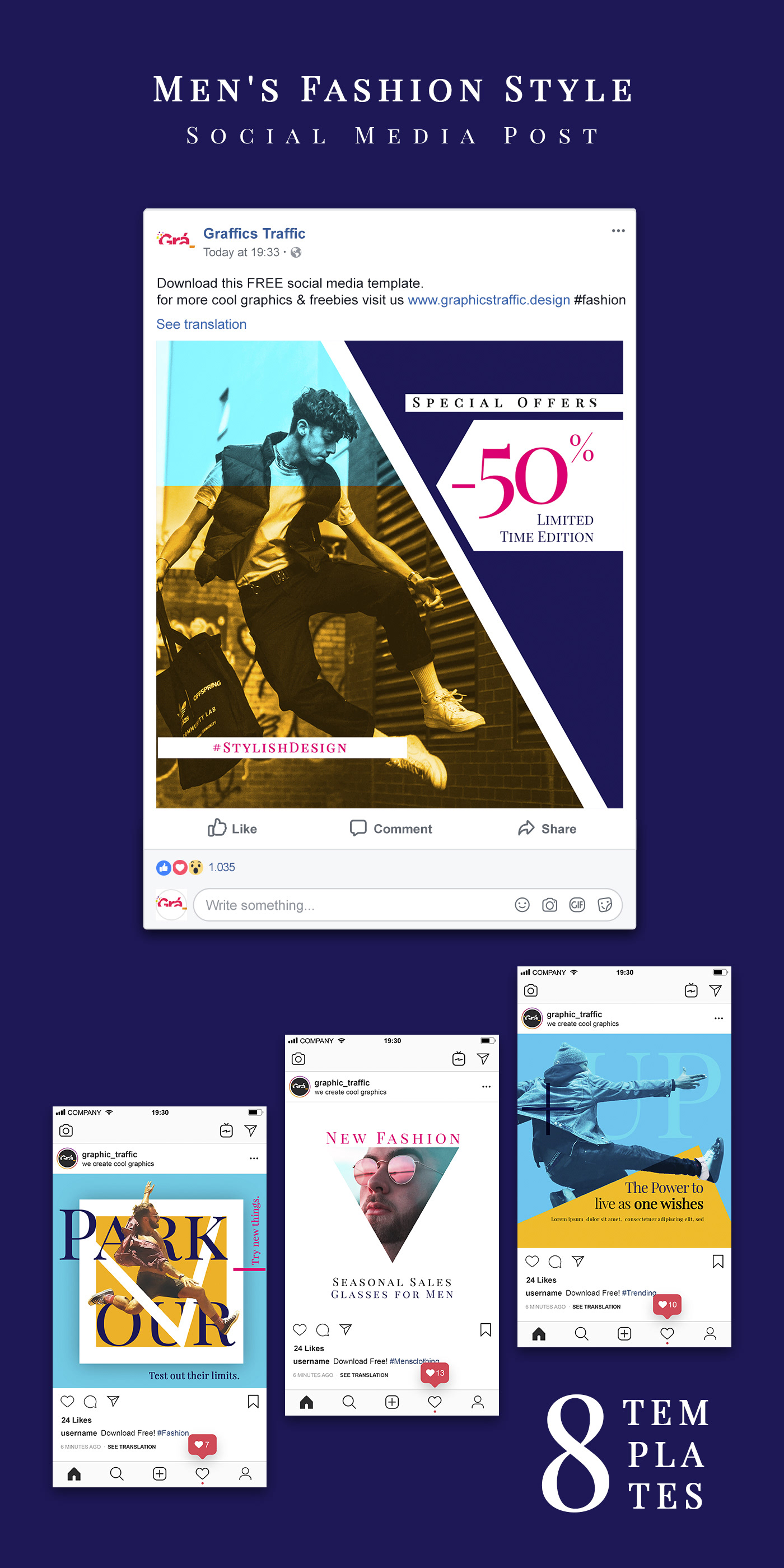 free social media design template photoshop fashion style instagram freebie free download post 2020 trends