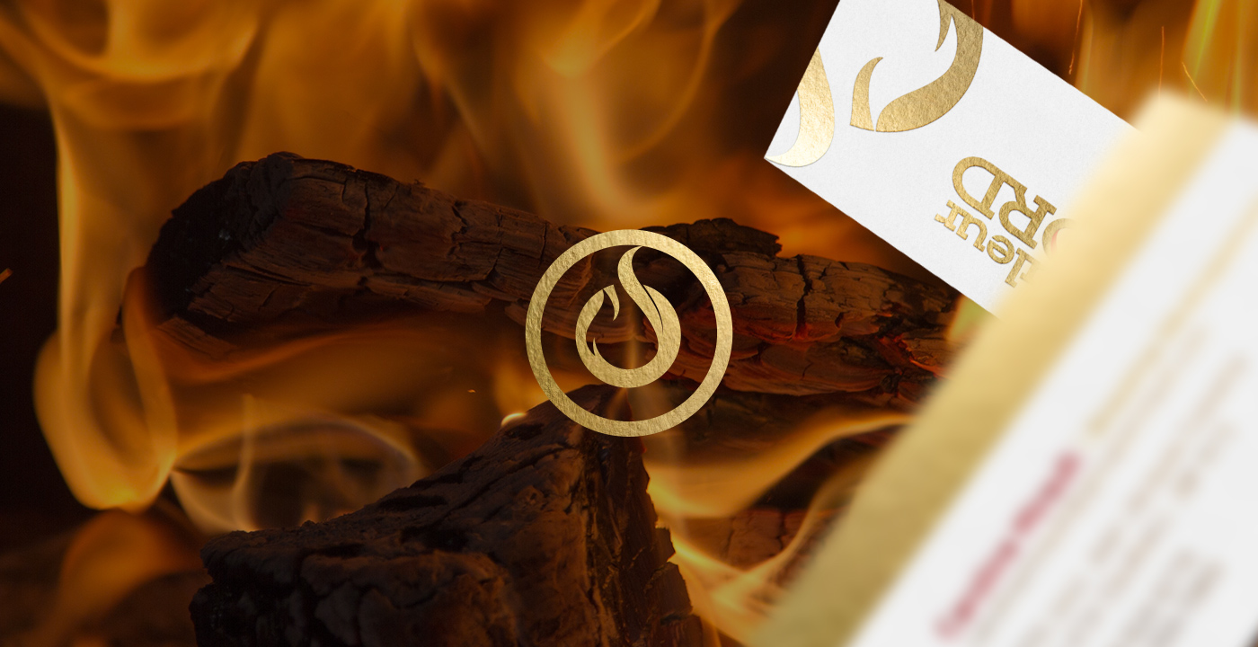 corporate Retail heat Chaleur logo store BBQ fire cards branding 