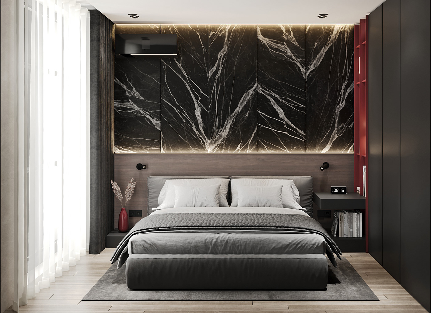 bedroom Bedroom interior black bedroom interiordesign 3dsmax visualization interior design  corona Render darkbedroom