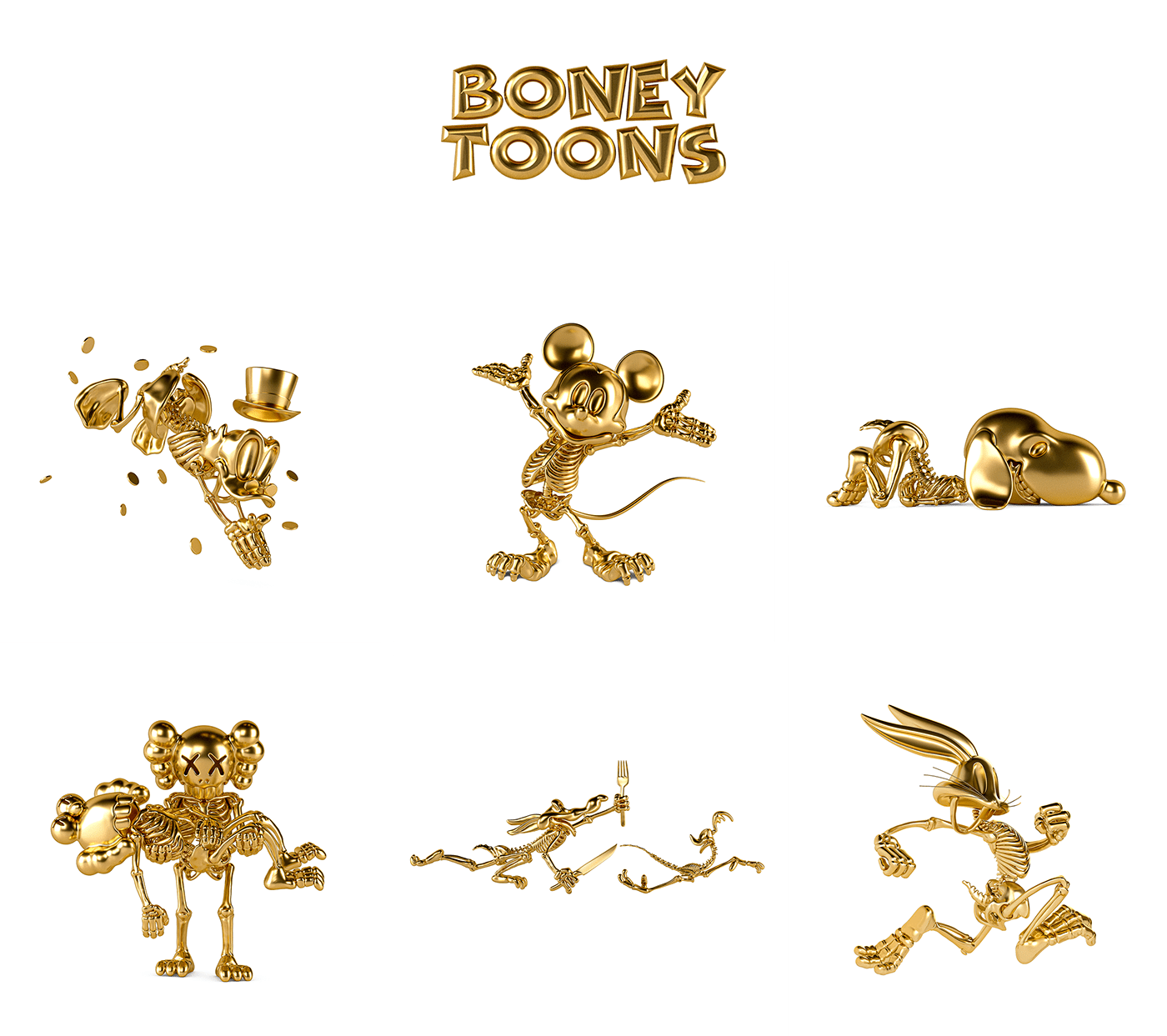 cartoon gold skeleton skull artwork digital illustration Collection disney fanart mickey mouse