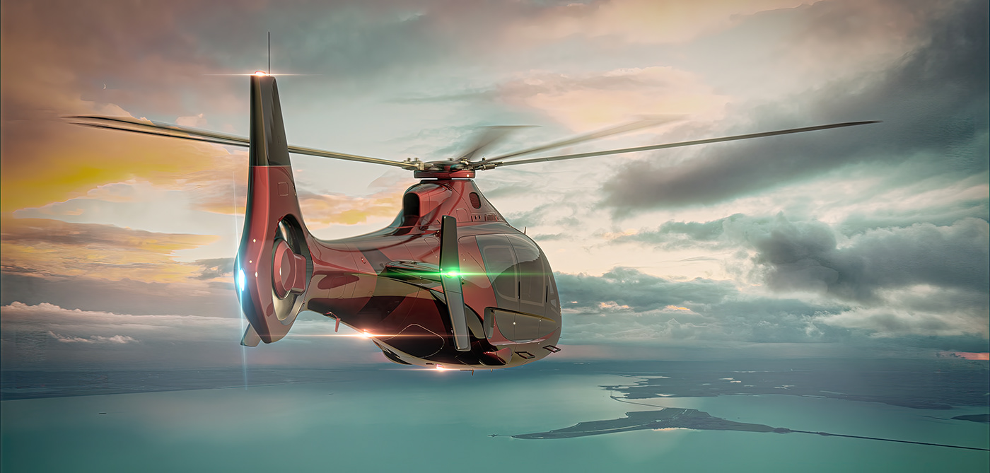 3D aviation CGI design exterior helicopter modern Render visualization