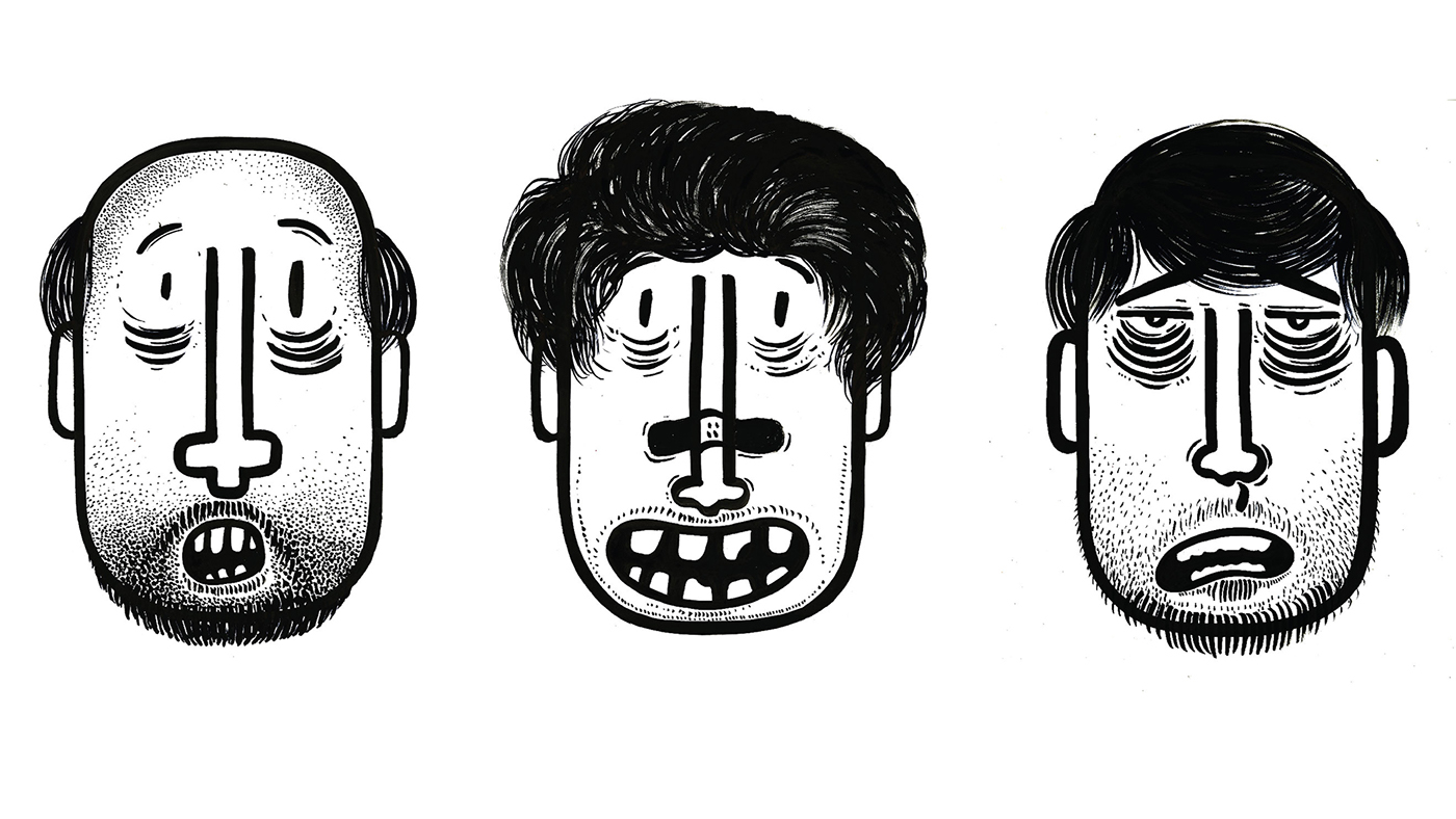 Movember faces ILLUSTRATION  brush ink portraits raw funny adobeawards