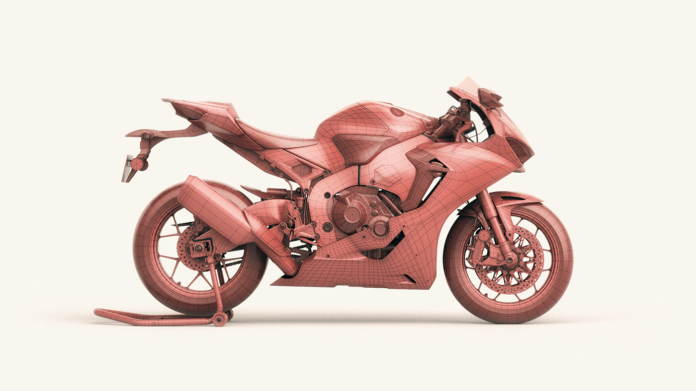 Bike Honda highpoly modeling motorcycle sport bike Racing
