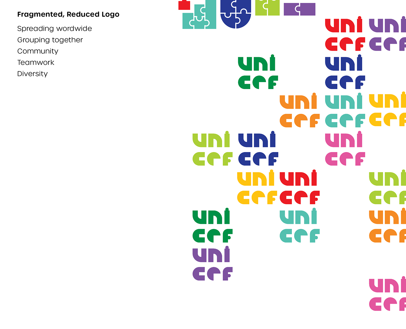 branding  graphic design  logo logomark Logotype motion graphics  puzzle logo rebranding sub-brands unicef