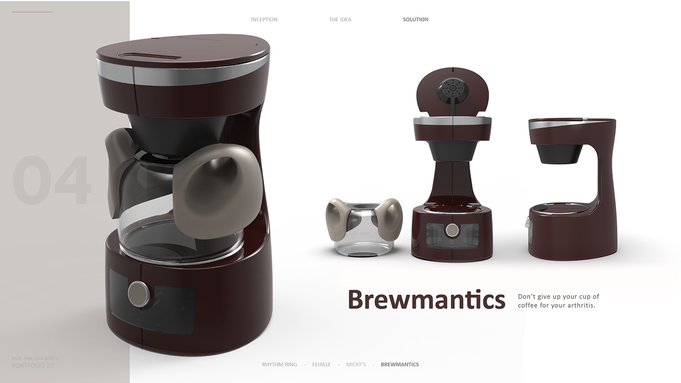 arthritis industrial design  product design  process sketching 3d modeling coffee maker design team project