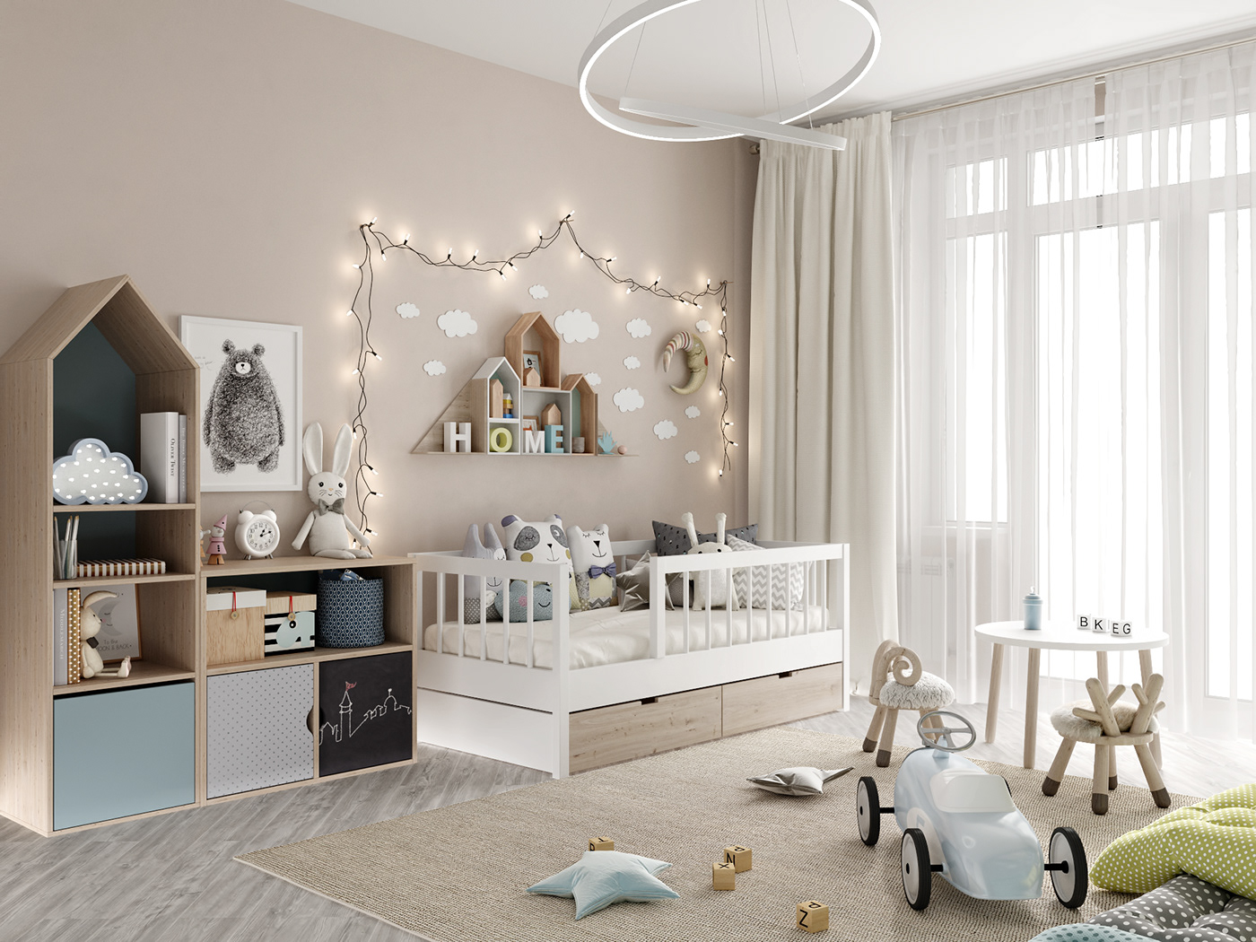 Interior design bedroom kid room corona renderer CGI architecture visualization дизайн детской