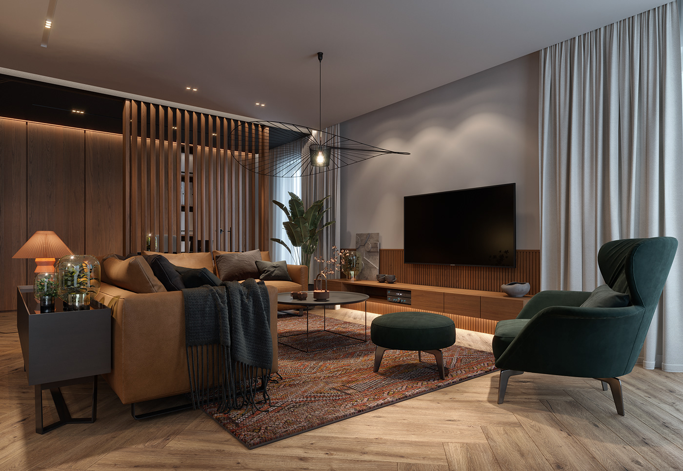 3D Visualization 3ds max corona render  green interiors interior design  Interior Visualization light interior modern interior design wooden interiors home office