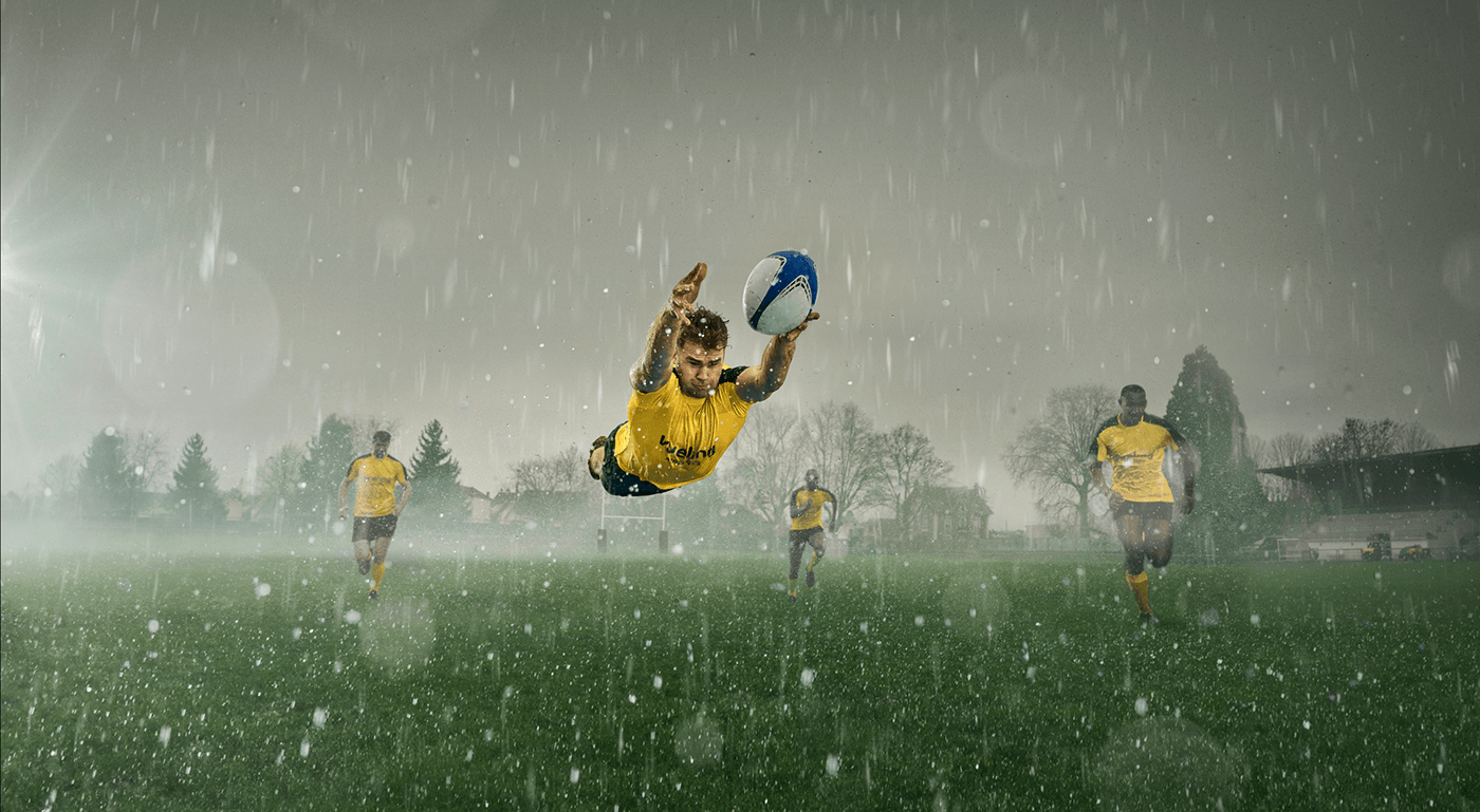 Outdoor rain Rugby Six Nations sports Advertising  Photoshop Editing Manipilation Art athlete athletics