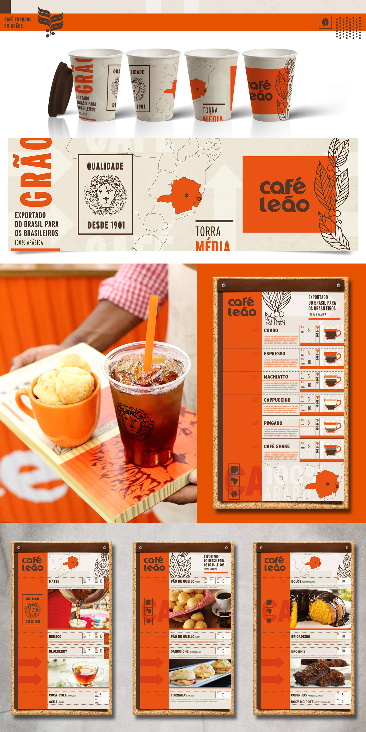 design gráfico embalagem cafe Coffee Café Leão cardápio