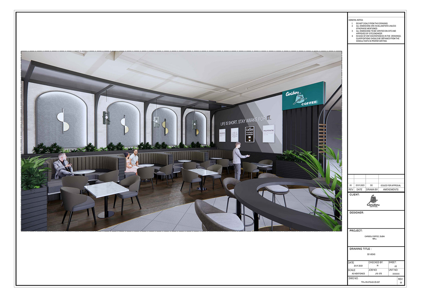 3d modeling architecture coffee shop design F&B interior design  Render Retail