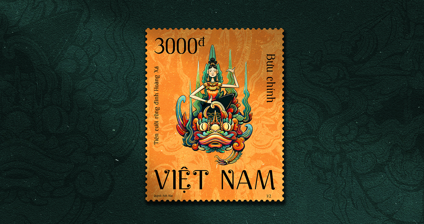 artwork culture design Drawing  ILLUSTRATION  painting   stamp traditional vietnam