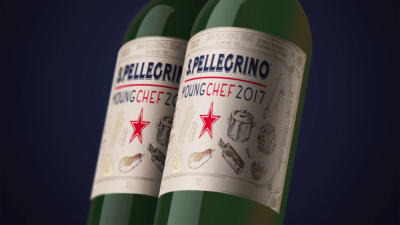 S.Pellegrino italian fine dining ILLUSTRATION  label design sparkling star constellation handmade water