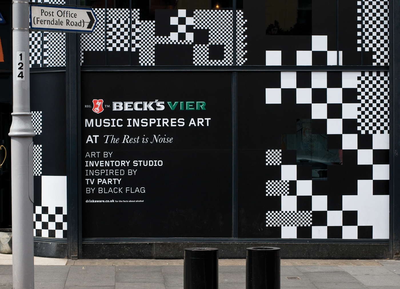 Glitch black and white Venue Exterior beck's music inspires art