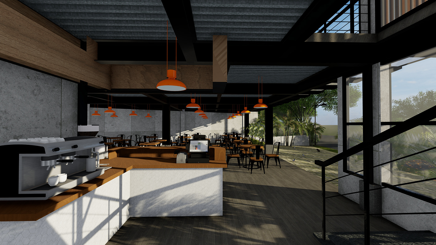 architecture Render interior design  industrial design  architectural design Cafe design cafe interior design exterior visualization 3D