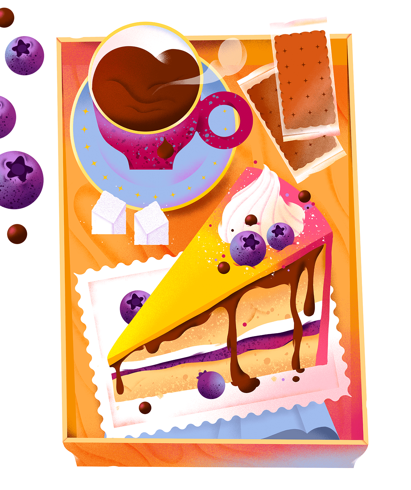 burger cake colorful Food  food illustration print ramen restaurant