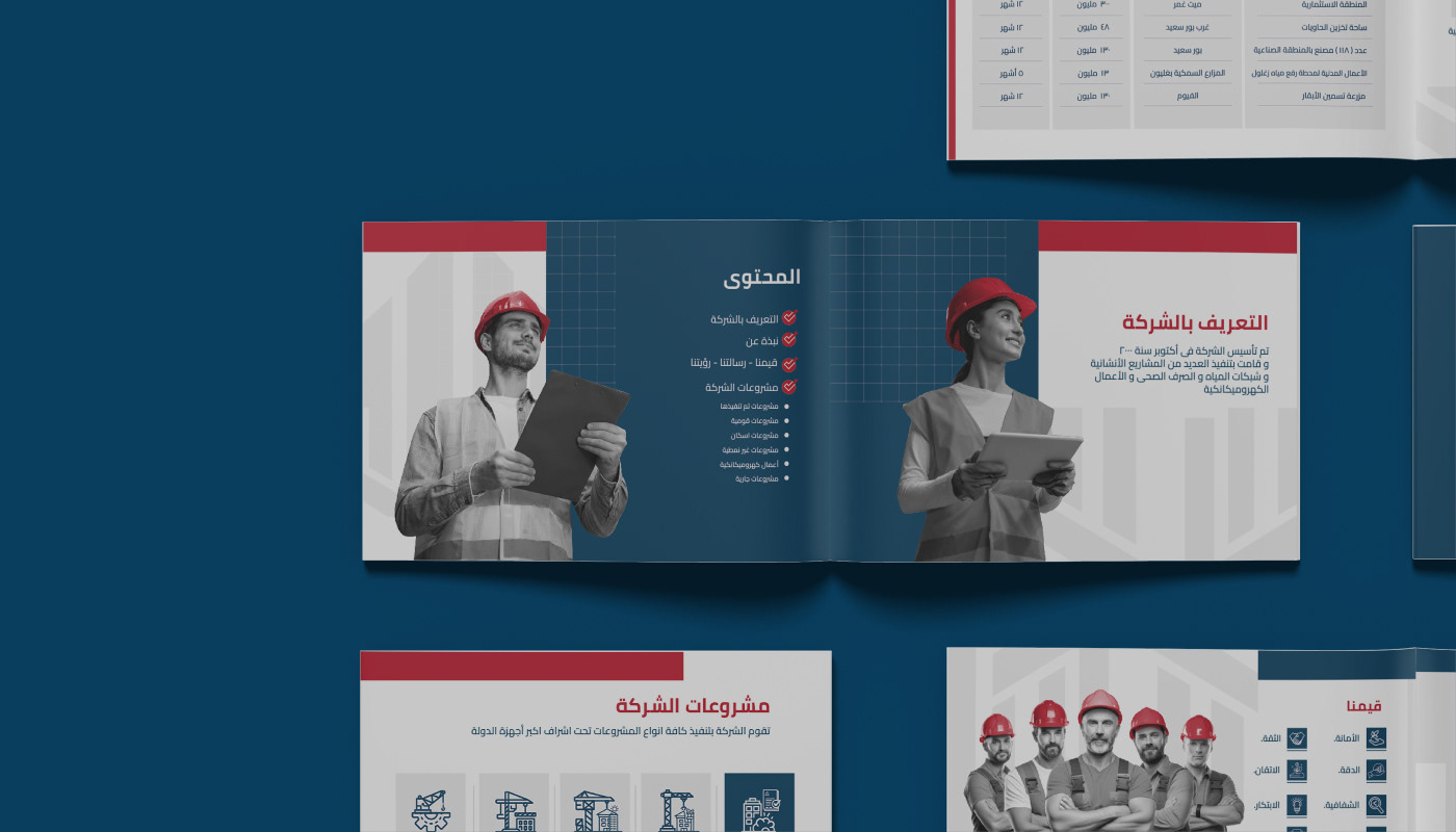 construction building architecture company profile brochure print Graphic Designer brand identity design Advertising 