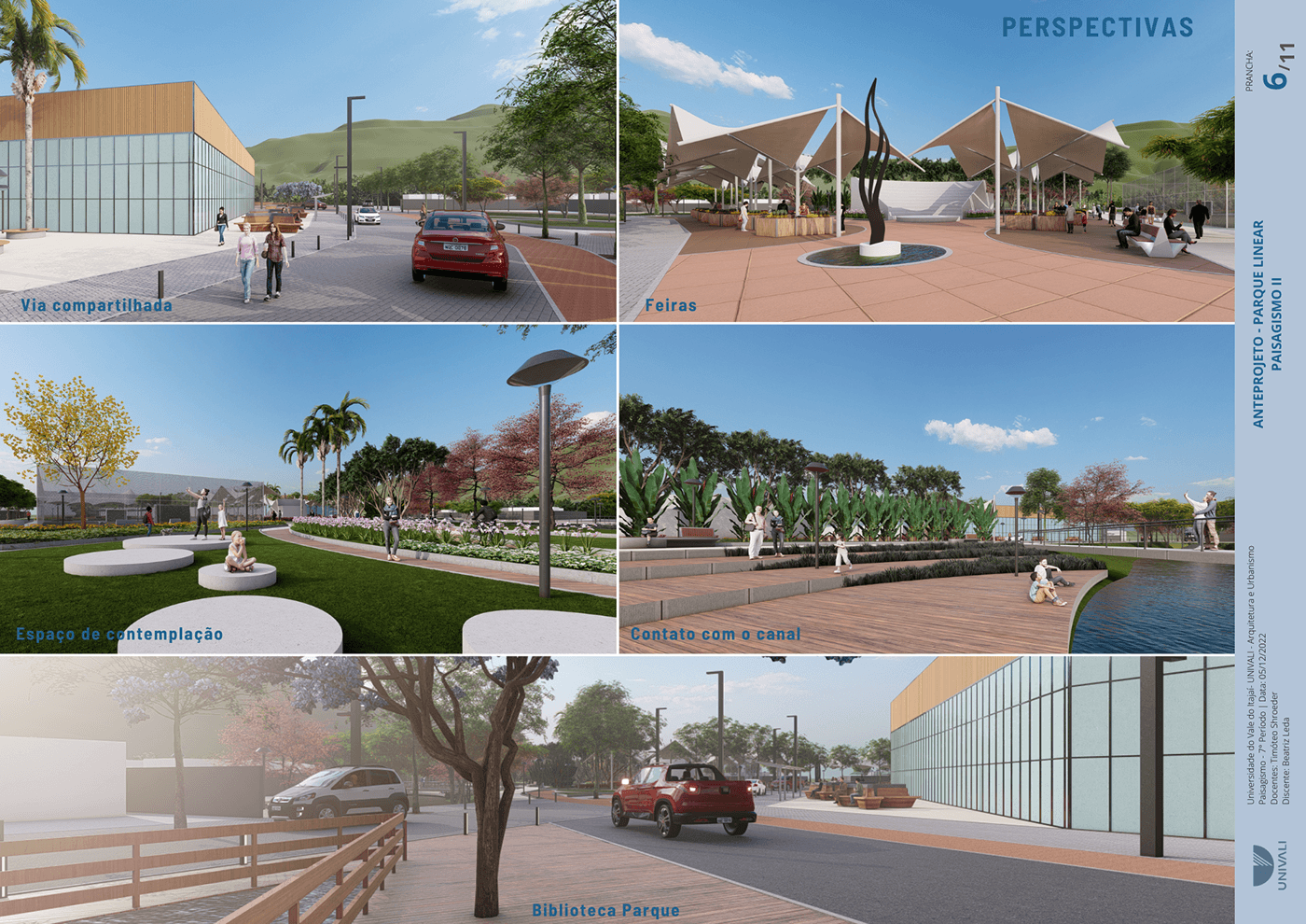 paisagismo urbano Parque projeto 3D Render Univali