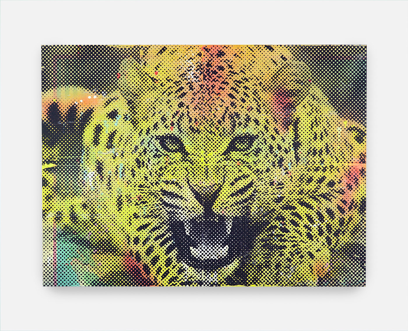 leopard big cat Cat kitty halftone collage spray paint mixed media joe kral
