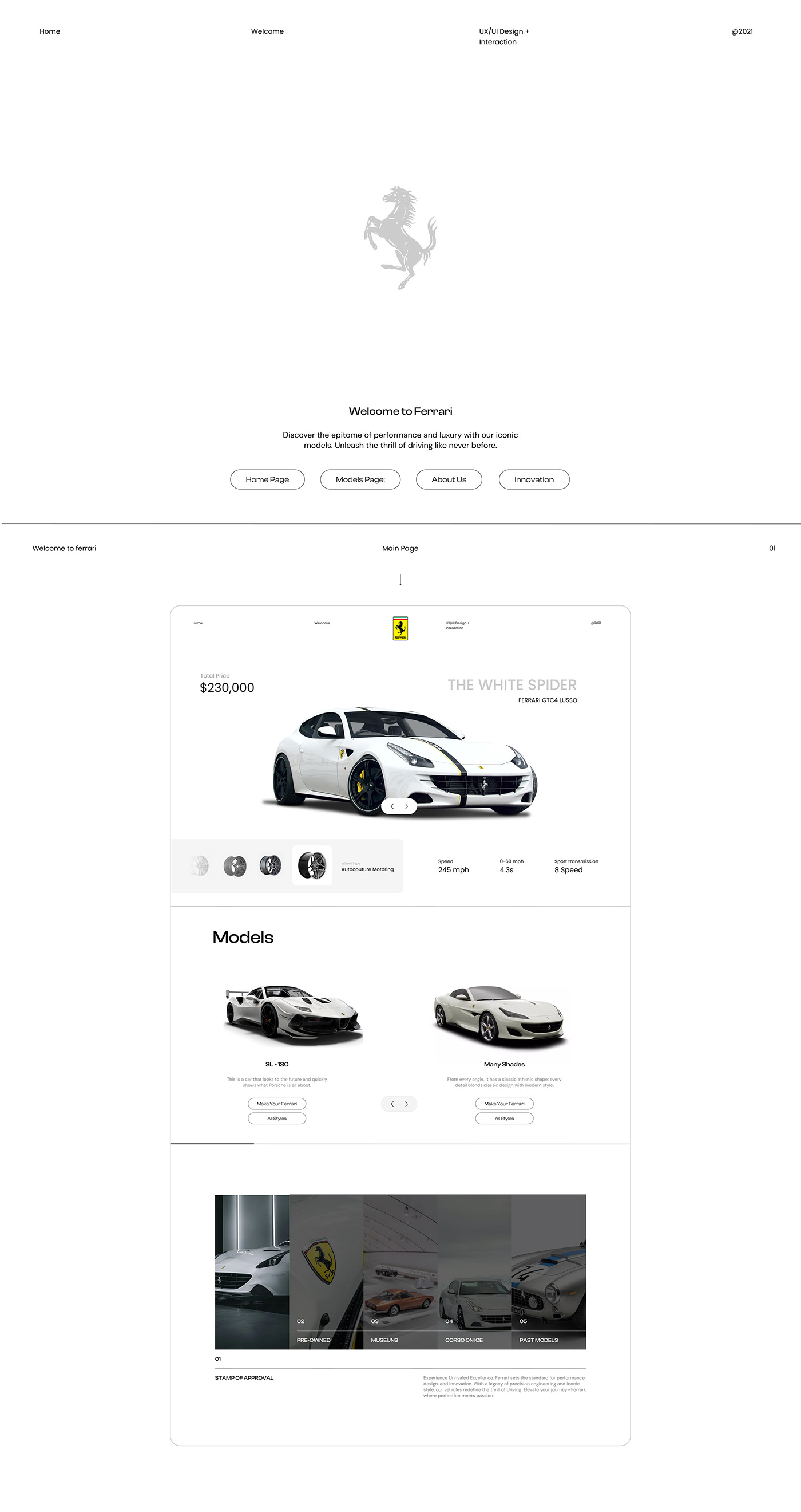 FERRARI UI/UX Website automobile concept interaction mobile Porsche user interface user experience