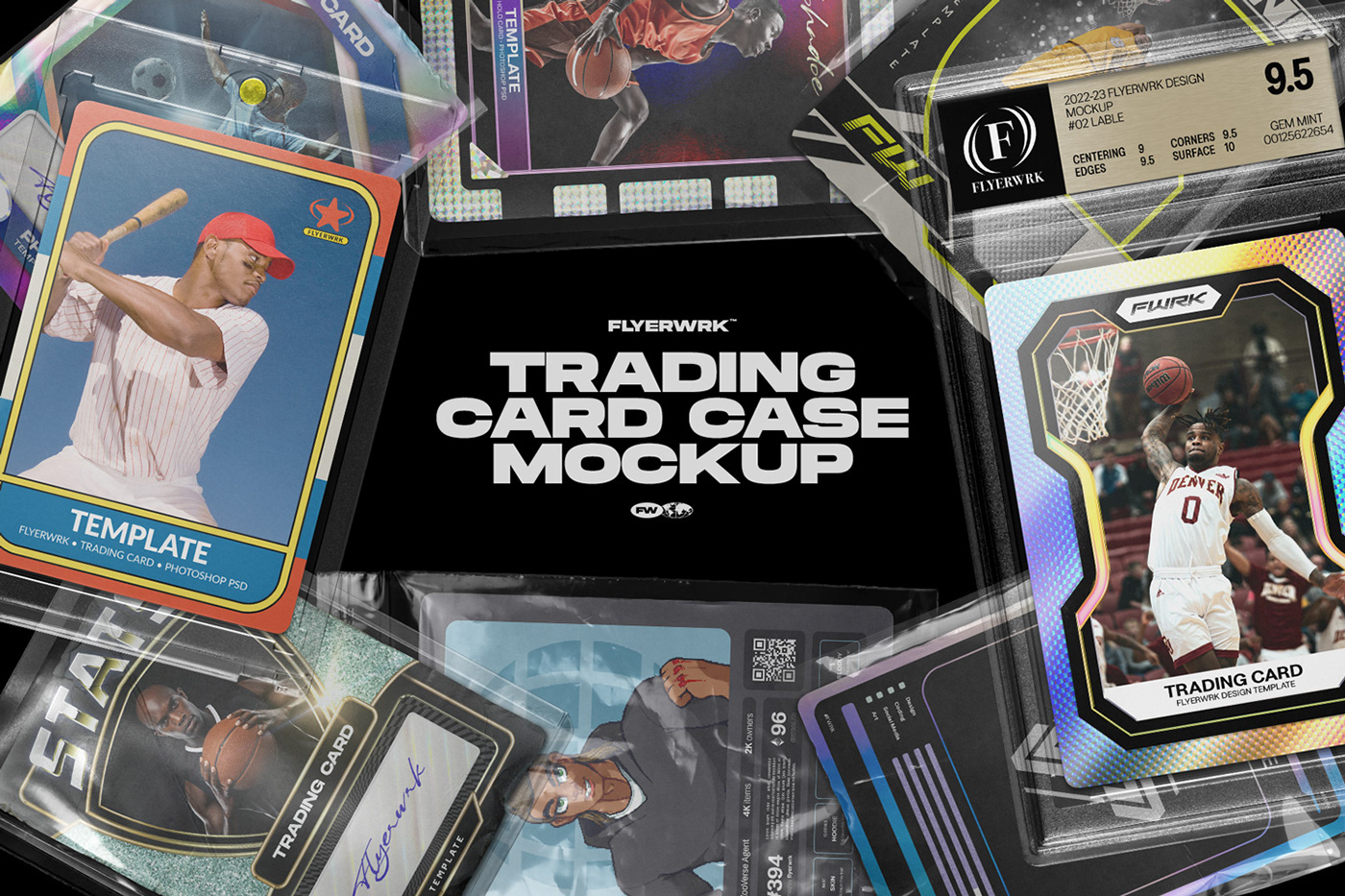 bag card case collectible grade Mockup nft sleeve toploader trading
