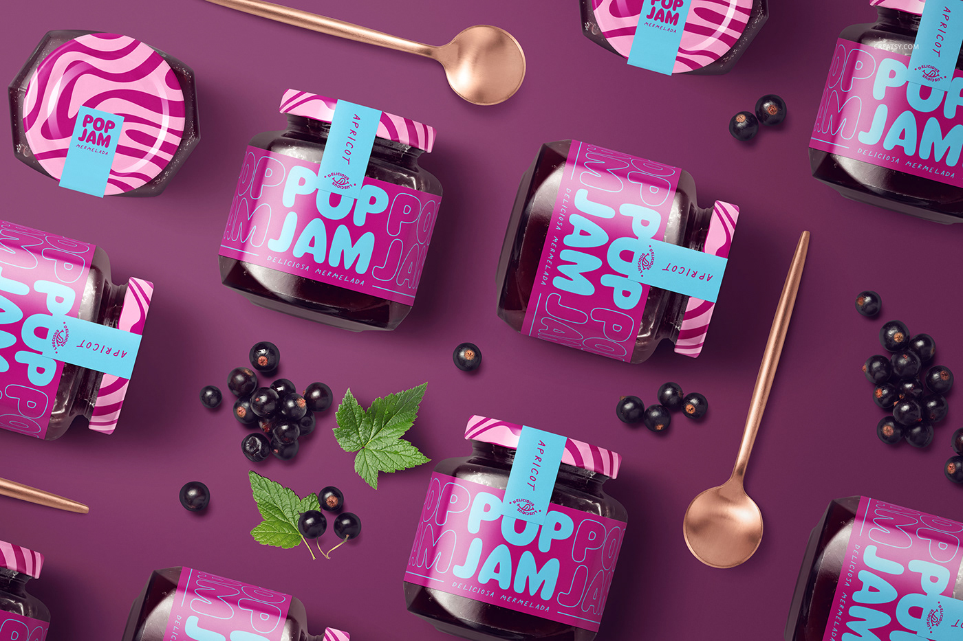 Packaging branding  Food  glass Mockup template brand identity food photography jam jars