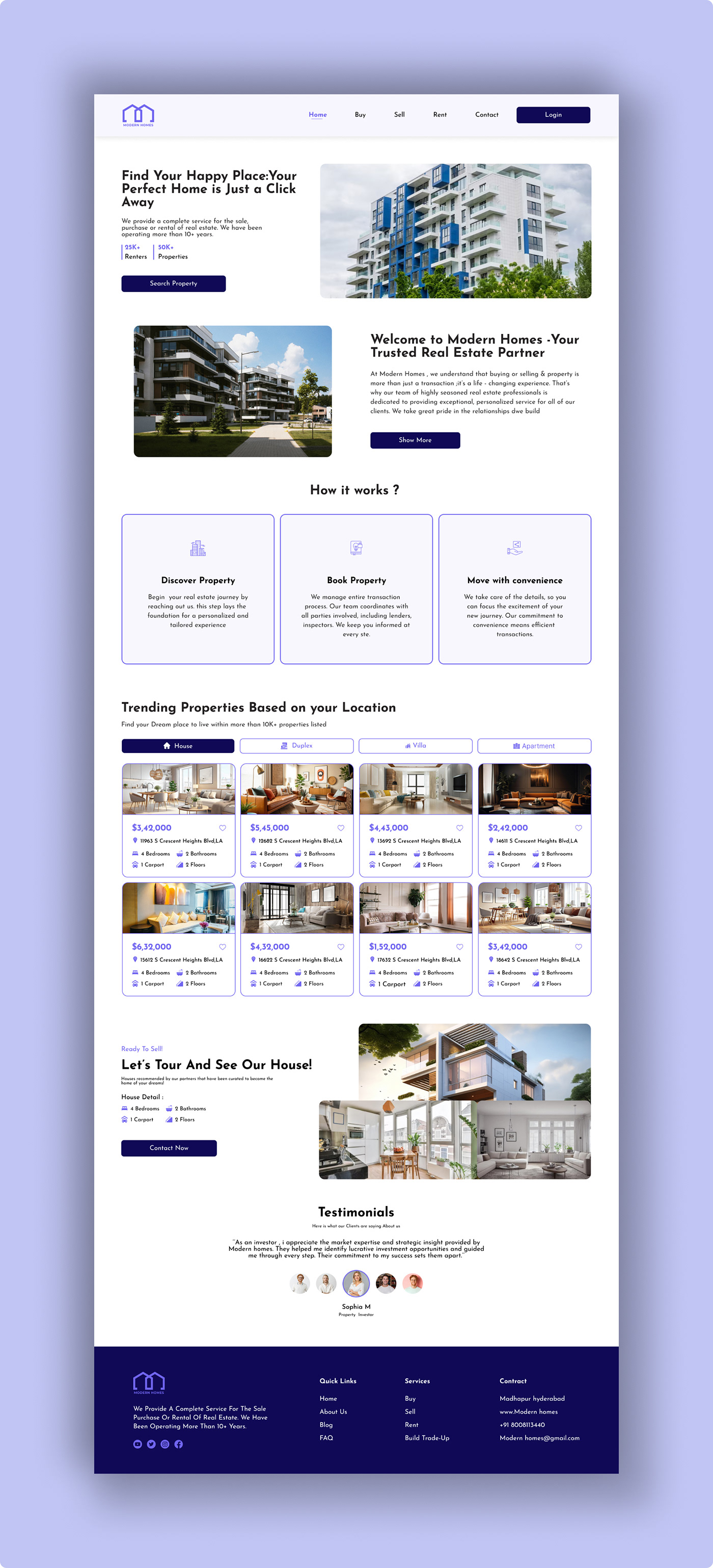 Real Estate Website landing page Web Design  Figma UI/UX