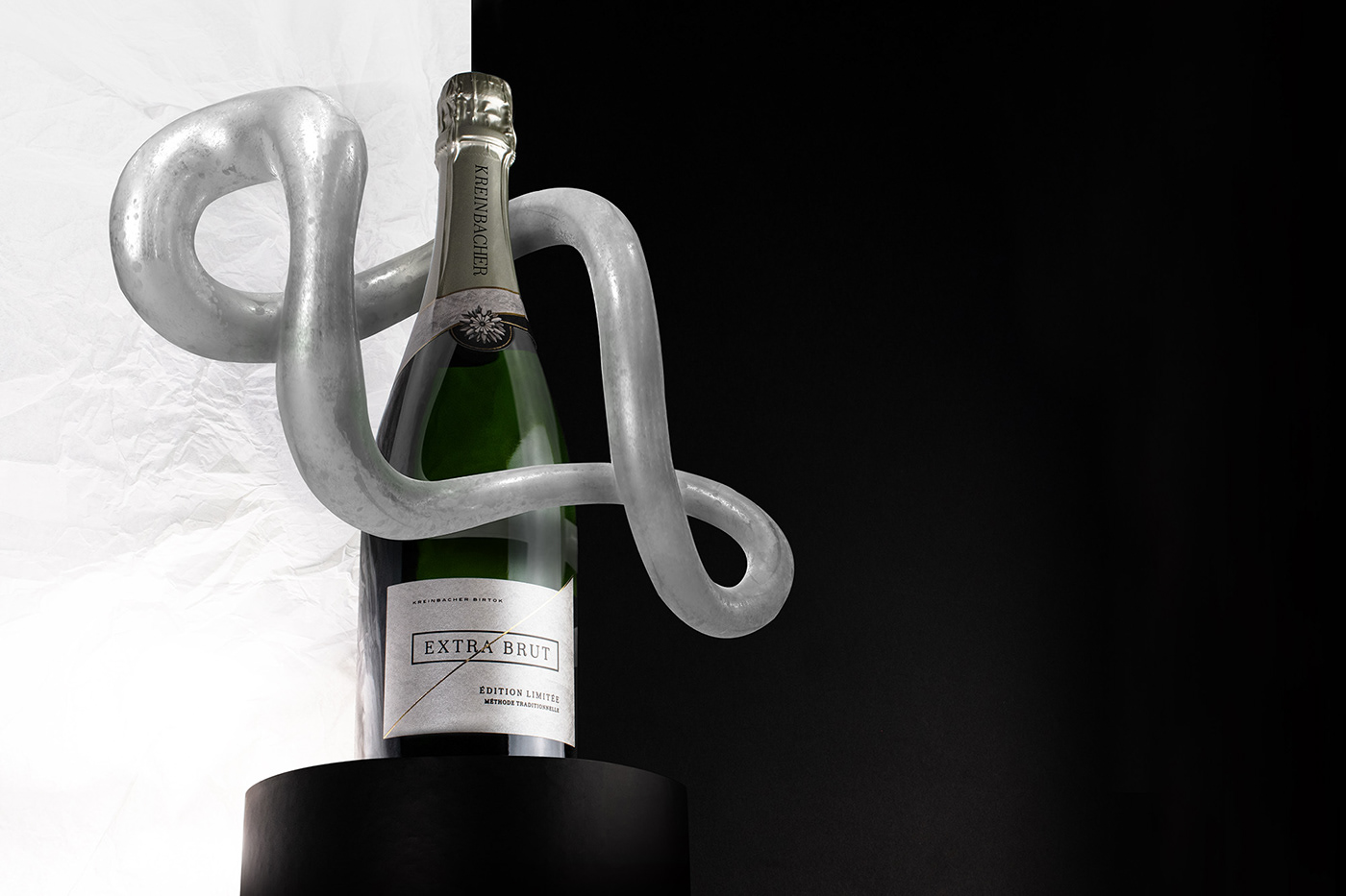 3D bottle budapest design hungary kreinbacher Label sparkling wine wine