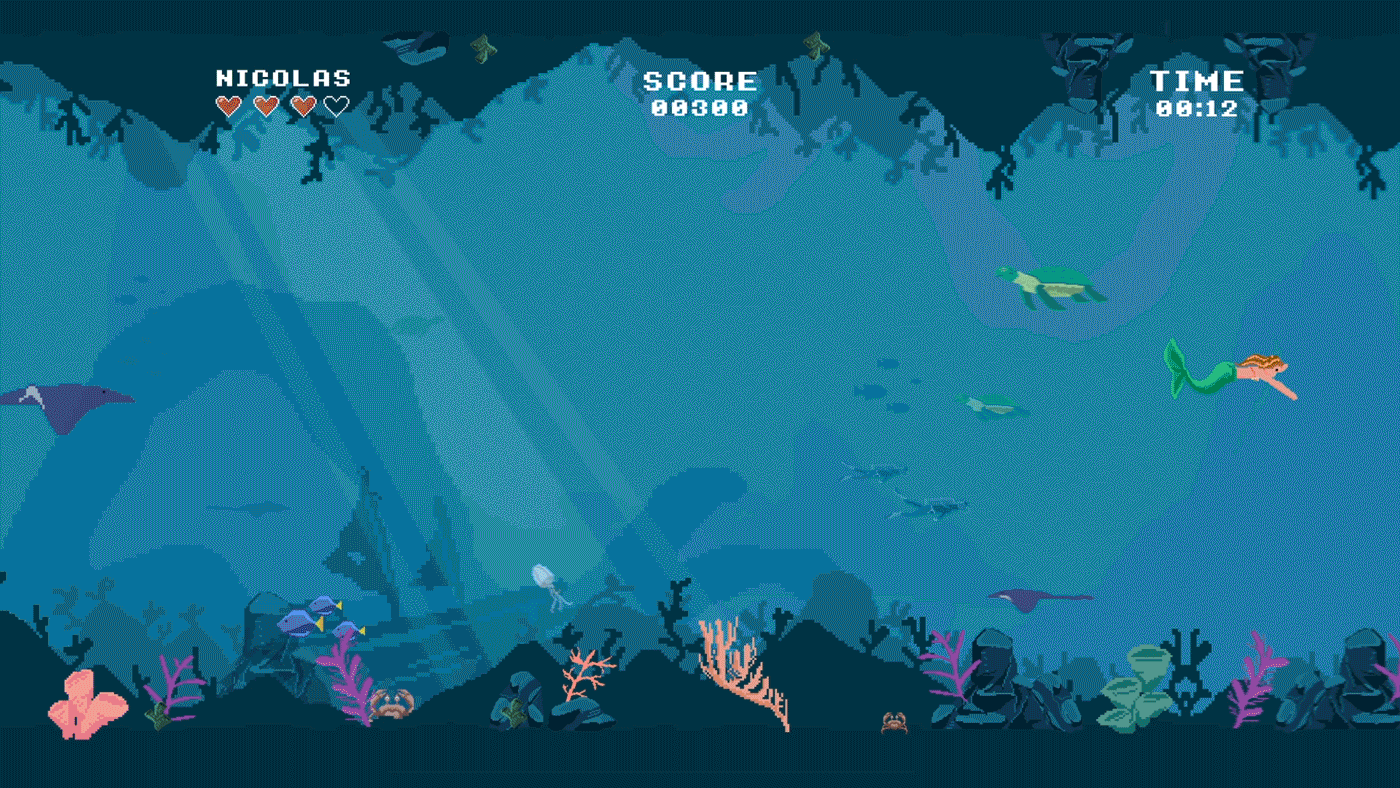 pixelart music animation  characterdesign sirena videogame pixel 8bit aseprite mermaid