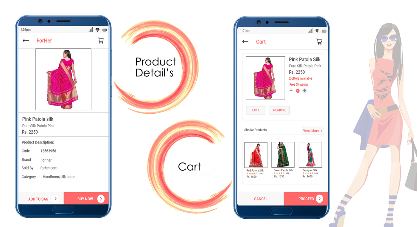 Android App android UI wireframes best app wireframes creative android app e commerce app edit student app forher rucha talawdekar Womens Clothing
