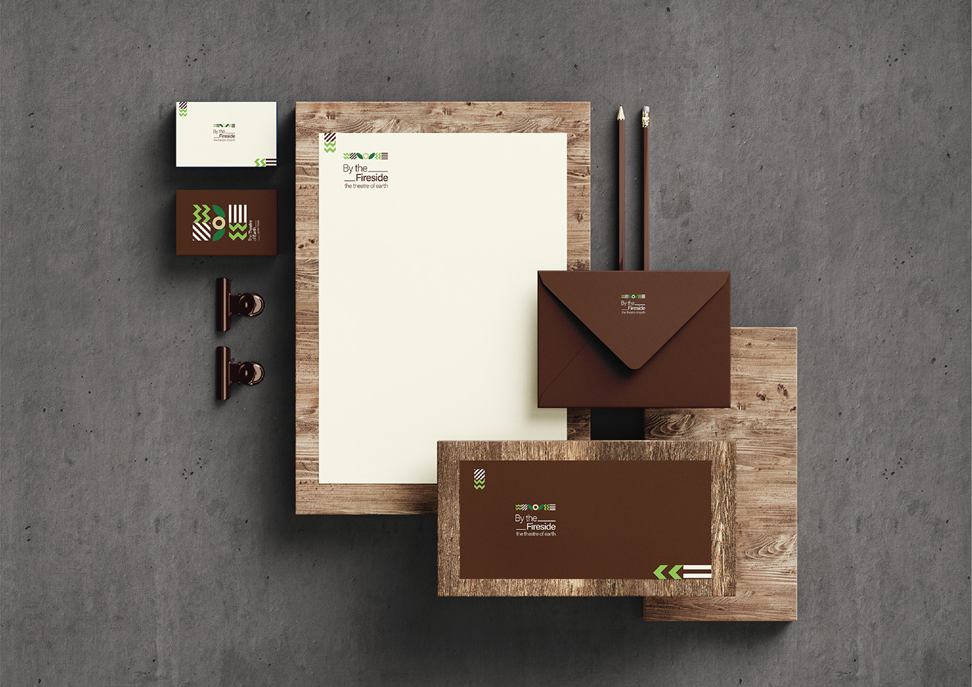 Stationery: letterhead, notepad, envelope, call card