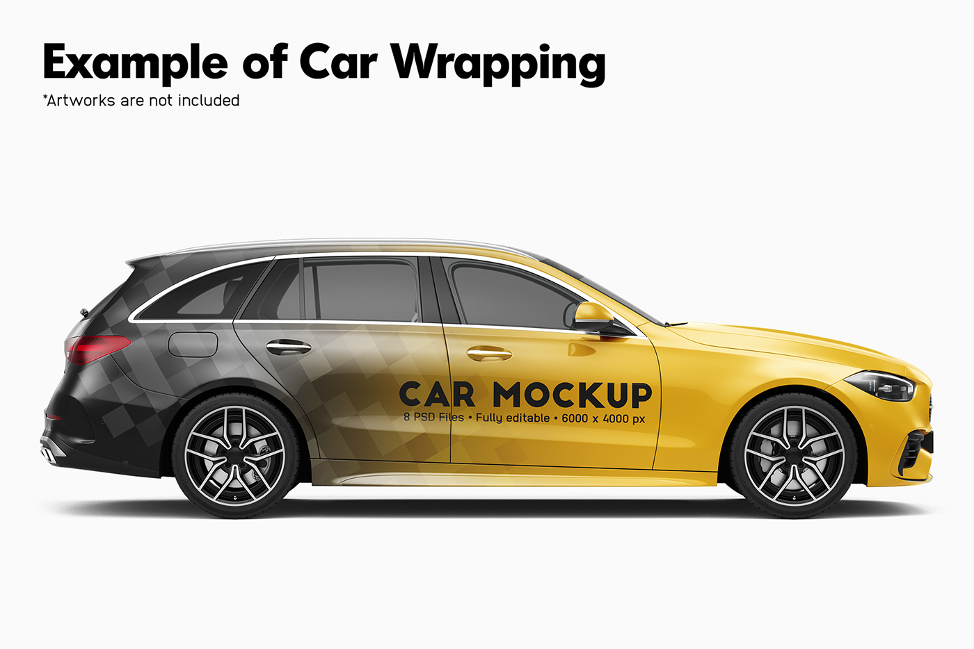 mercedes station wagon tuning car painting Vehicle car template psd mockup digital customizable