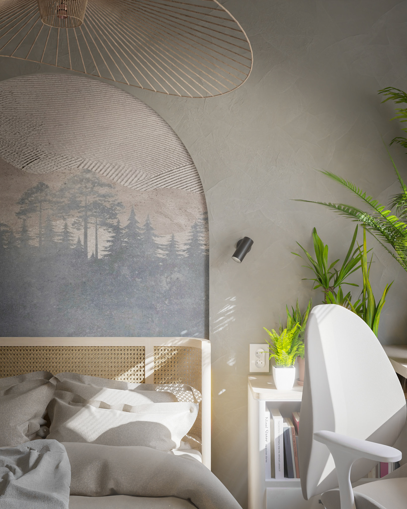 3D archviz bedroom bedroom design blender budget design interior design  Neutral visualization