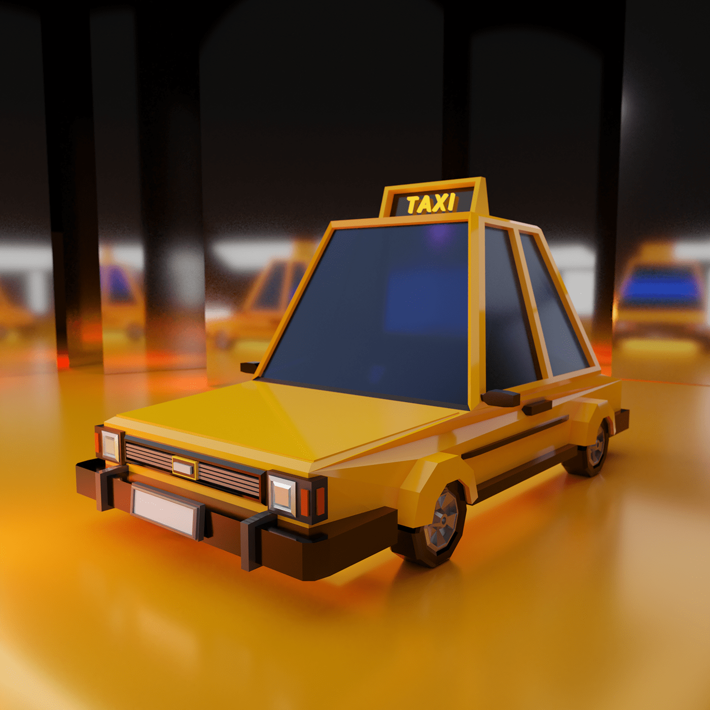 3D 3dmodeling blender blender3d conceptart gameart ILLUSTRATION  lowpoly3d taxi yellow