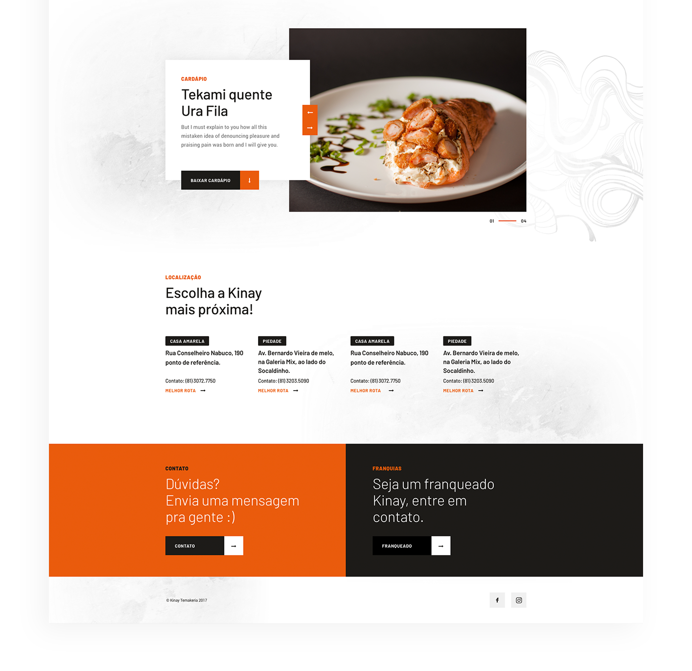 Website temakeria Sushi Interface UI/UX designer Web designer site orange black