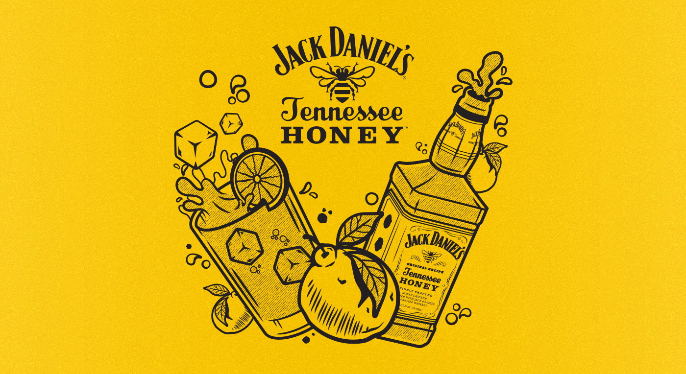 jack daniel's Whiskey cup ILLUSTRATION  bourbon honey lemonade