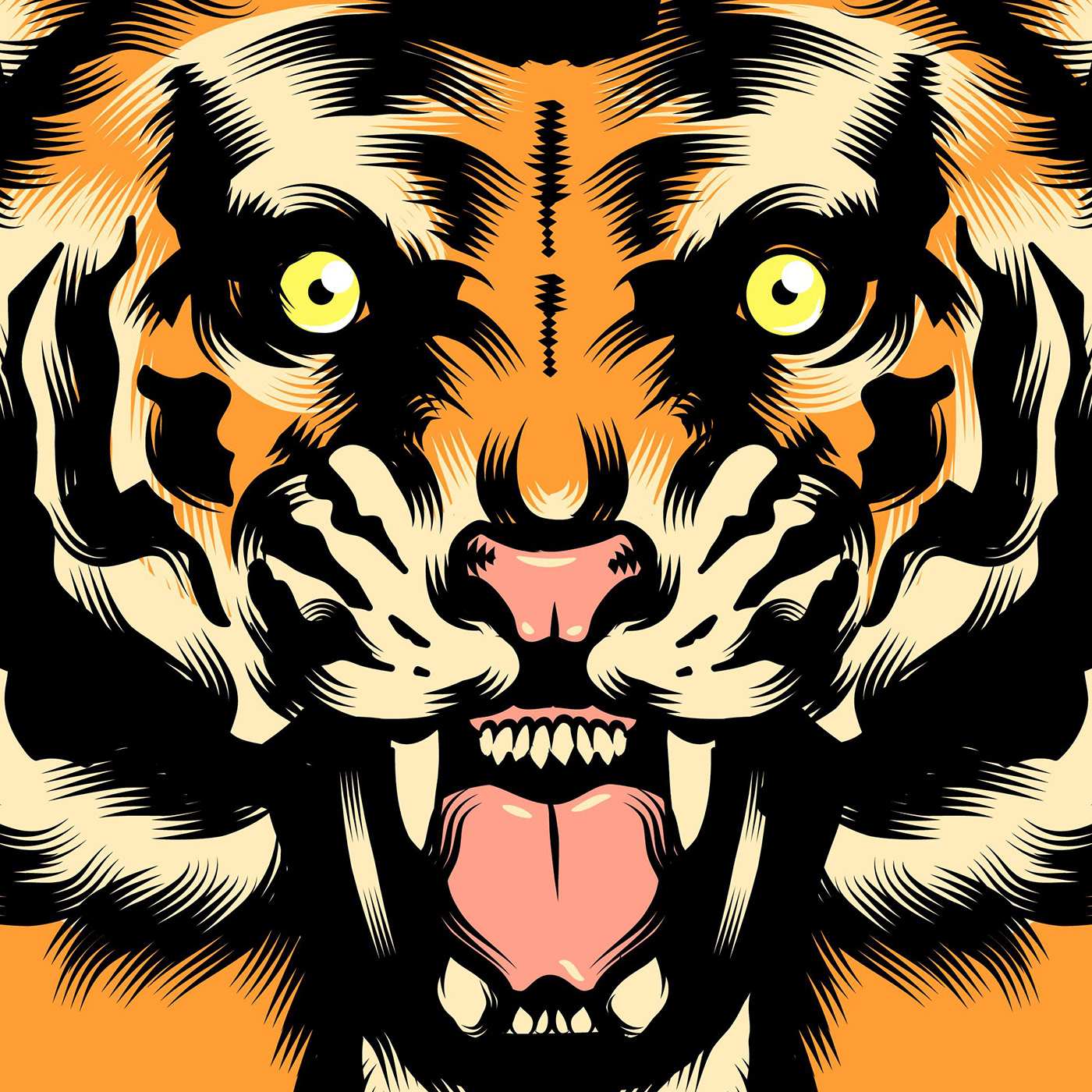 Illustrator Vector Illustration vector design tiger ILLUSTRATION  graphic design  poster music brushes