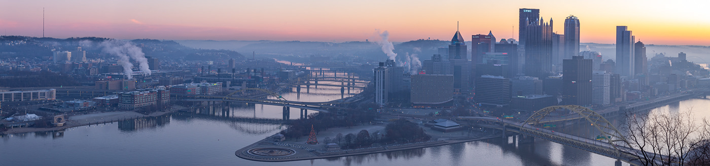 cityscape landscape photography Sunrise Pittsburgh usa sunburst sunlight