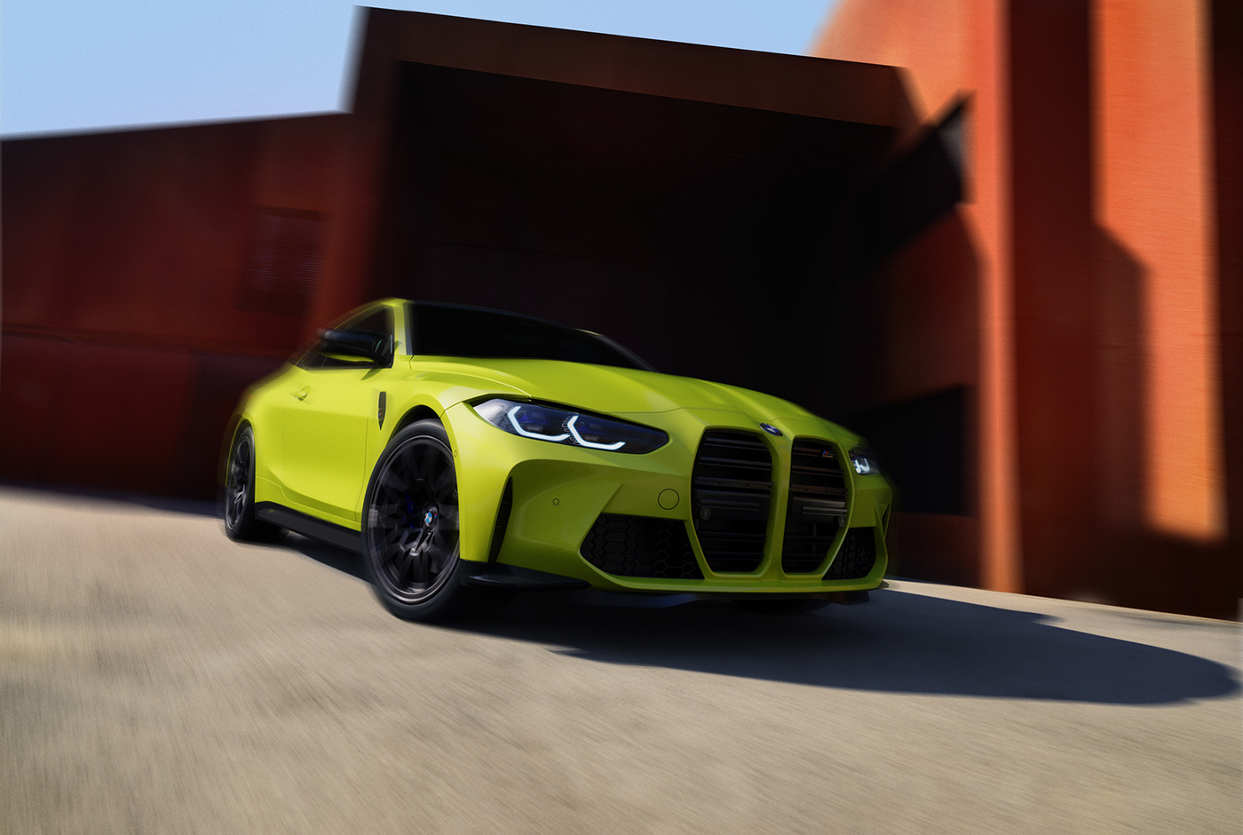 3D automotive   BMW car CGI lifestyle M MOTORSPORT m4 people Render