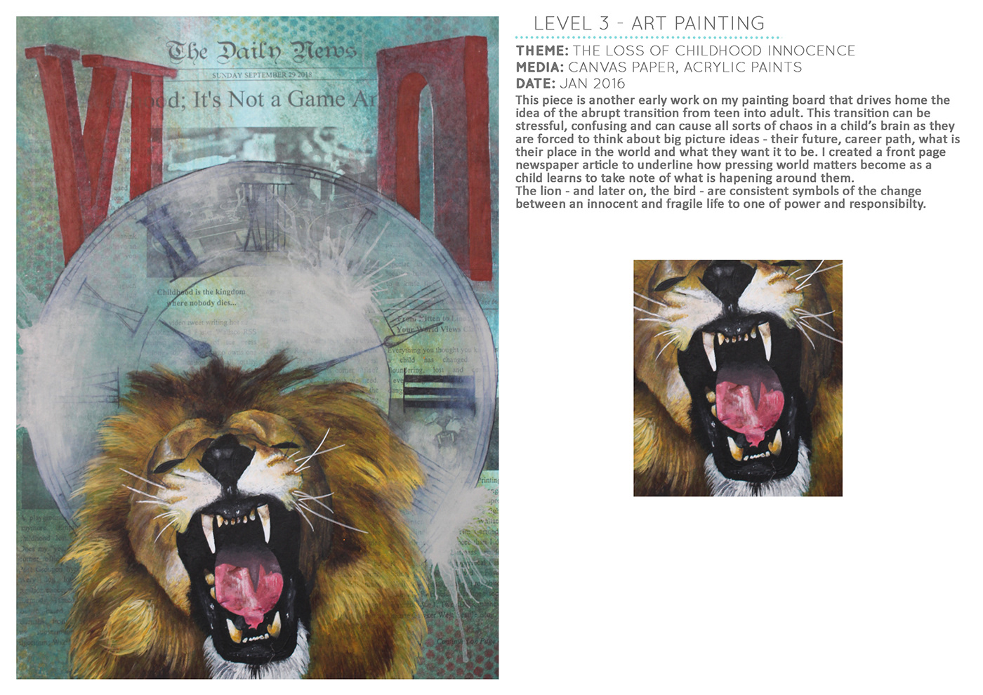 NCEA Level 3 painting   animals wolf painting lion painting