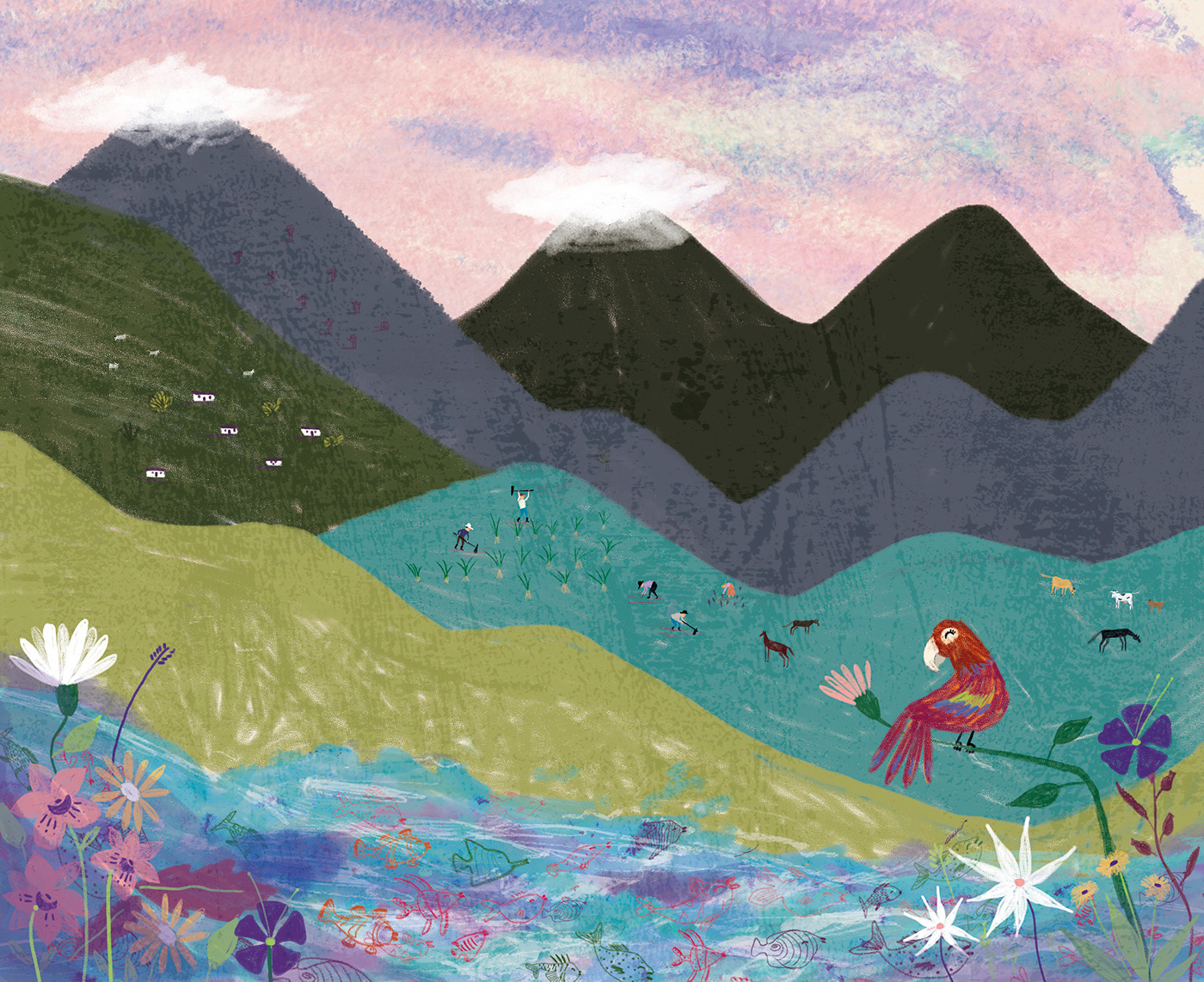 mountain Landscape children's book children illustration digital illustration editorial photoshop